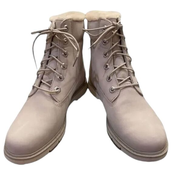 NEW Timberland Lucia Way Women's Lt Taupe Nubuck Leather Warmlined Boots 8 - Picture 3 of 5